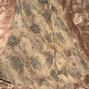 Allison Taylor Beige Snake Print Maxi Skirt